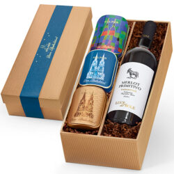 Geschenkkiste Domissimo Blau - Rotwein Merlot Primitivo bio